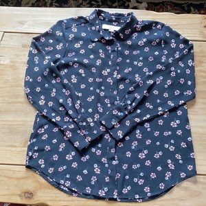 LOFT black/pink floral blouse;  size SP
